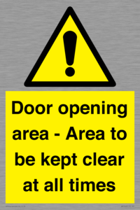 Door opening area - Area to be kept clear at all times